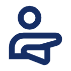Icon mit einer Person die ihre Arme dehnt